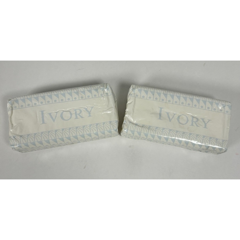 Vintage Ivory Soap Bars Set of 2 NOS White and Blue Wrapper
